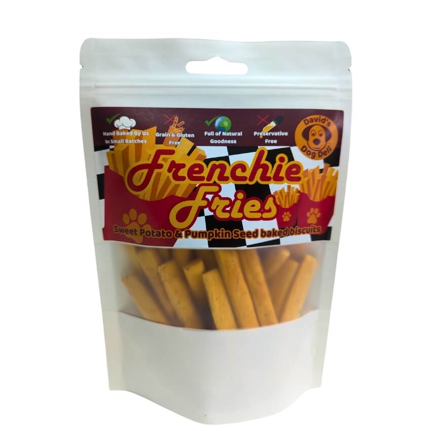 grain-free dog treats frenchie fries bag